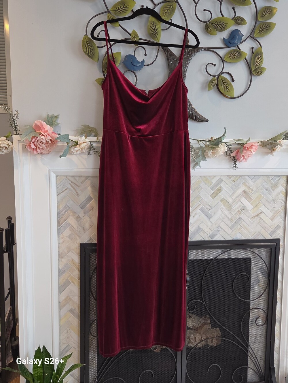 Velour Cowl Slip Dress - Wine Sz 12